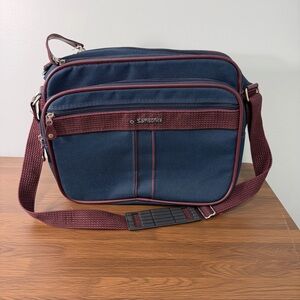 Vintage Samsonite Silhouette 4 Blue‎ and Burgundy Messenger Travel Bag